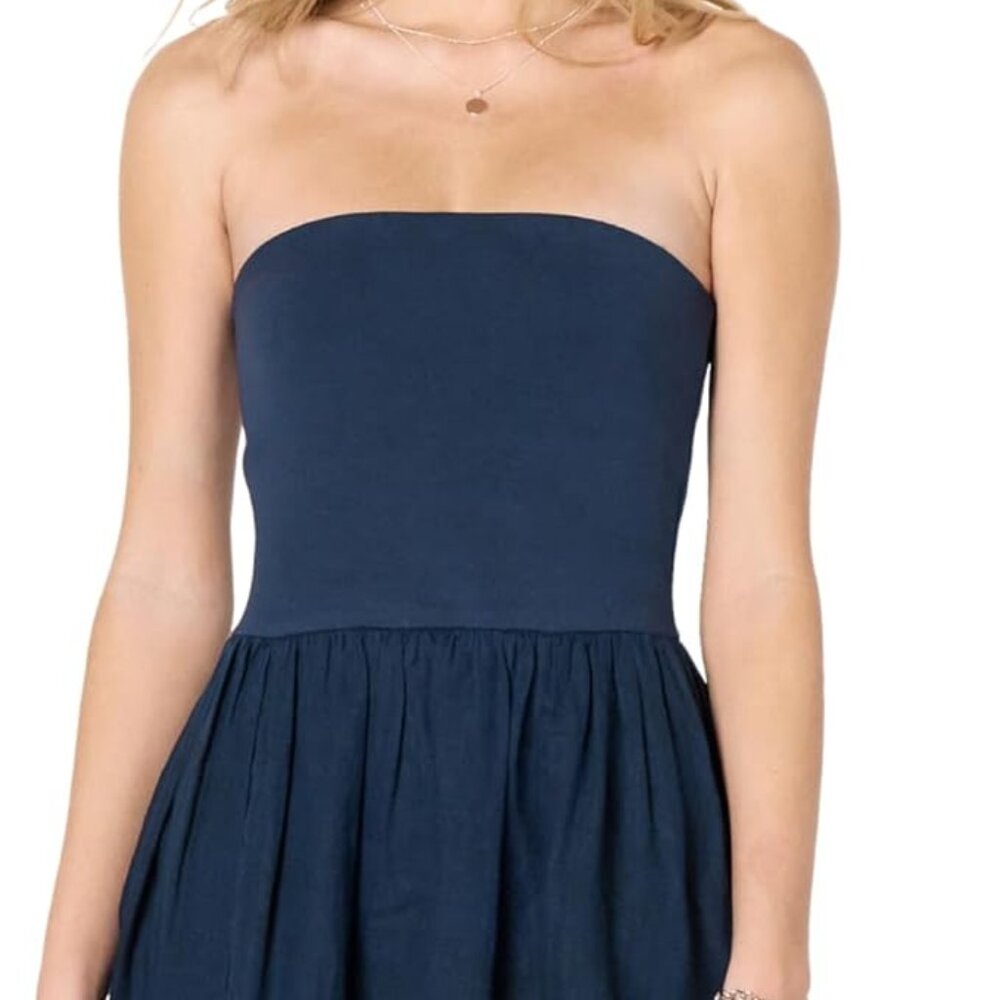 The Drop Womens Hellen Strapless Mixed Media Maxi Dress